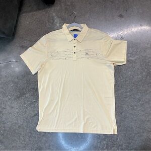 TravisMathew Beige Performance Polo Striped Golf Casual Shirt Men’s XL